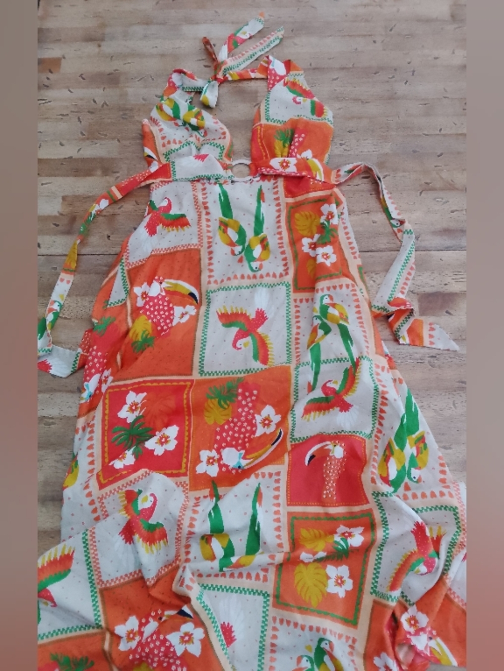 Live 4 Truth Colorful Tropical Halter Maxi Dress - Orange, Green & White